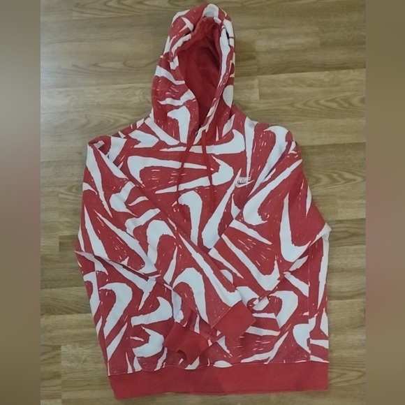 Large Red and White Nike Logo Hoodie - Picture 2 of 2